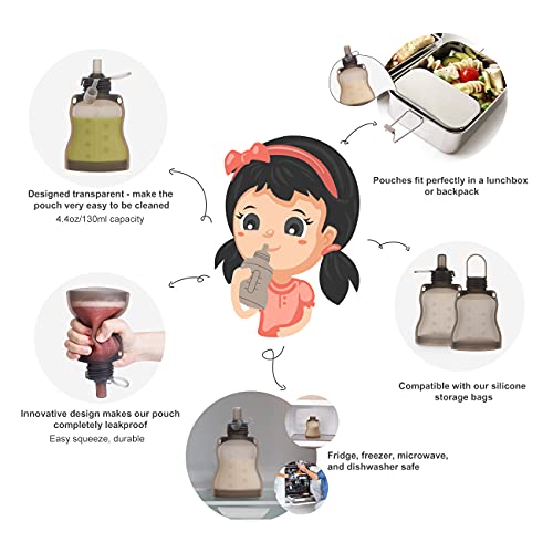 чанта за бебешка храна haakaa, Многократно Силиконов калъф за бебешка храна, Подплънки за многократна употреба Торбичка за съхранение