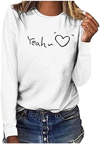 Есенно-Лятна Блуза-Риза за Дамско Облекло От Памук с дълъг Ръкав и Кръгло деколте във формата на Сърце, Графичен Салон-Топ XS-XS