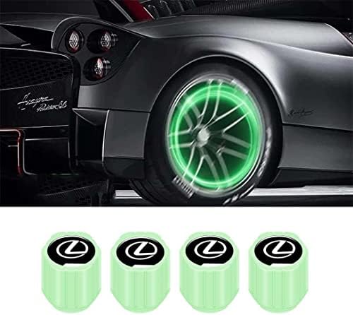 Флуоресцентни Зелени Капачки за състав на вентила гуми, 4 бр. Стилен Капачка за колела, Съвместими с Lexus ES350 GS350 GS300h GS450h