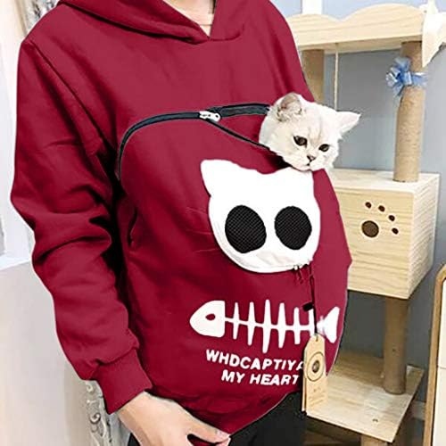 Дамски дебела тениска с изображение на котка, дишаща блуза, блузи с качулка, дамска чанта, пуловер, дамски ежедневни тениска
