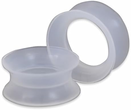 Здрав Прозрачен силикон тунели за пробиване на уши с двойно разширение - Продават се по двойки - от 2ga до 1/2 (11 мм - 7/16 инча)