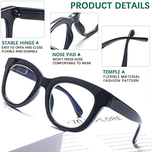 COJWIS 6 опаковки Очила за четене за Жени, Стилни Сини Светозащитные Точки От Напрежение в очите, Компютърни Очила с Пружинным тръба