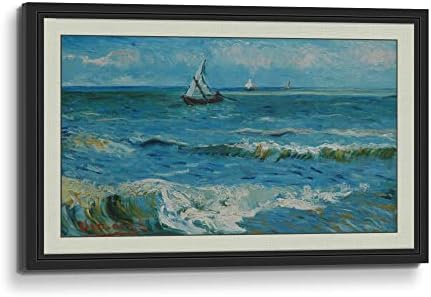 Ван Гог Известната Класическа Живопис с маслени Бои на Платно Стенно Изкуство Морски Пейзаж в Сейнт Мари Сини Вълнообразни Океана