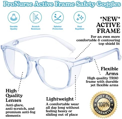 Фарове за очила ProNurse, 2 опаковки, за медицински сестри, Защитни Очила, Блокиране на Синя Светлина, Предпазни Очила за жени,