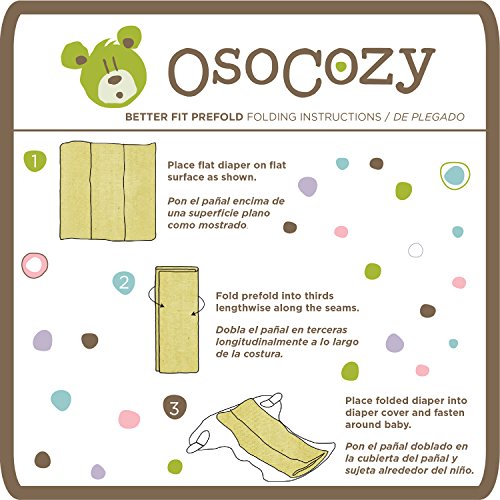 OsoCozy - Bamboo Organic Prefold (6 опаковки) - Ультрамягкие, екологично чисти детски памперси от смес от бамбуково памук Prefold