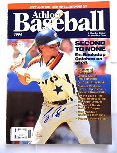 Крейг Биджио Подписа Списание Athlon Baseball 1994 с Автограф Astros JSA AH04517 - Списания MLB с автограф