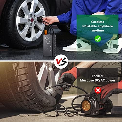 Minleway 2 пъти по-бързо Накачивает гуми, Портативен Въздушен компресор за изпомпване на гуми, Безжичен въздушна помпа 150 паунда