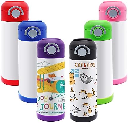 ZREGGUR 24 опаковки смесени цветове, 12 унции, детски сублимационный чаша, празна чаша-sippy, термос от неръждаема стомана, детска