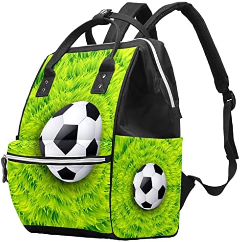 Футболна Топка върху Зелената Поляна Чанта за Памперси Раница Детски Чанти За Смяна на пелени богат на функции Пътна Чанта с Голям