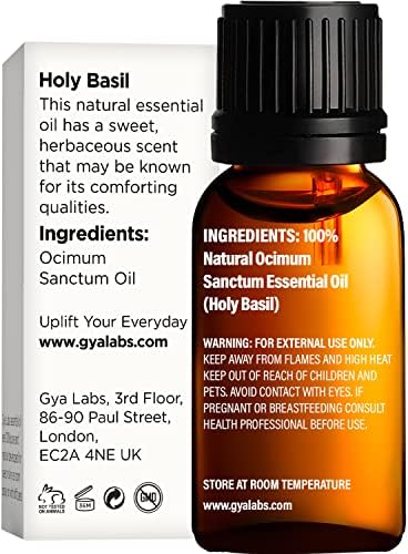 Етерично масло от босилек Свети (Тулси) Gya Labs (10 мл) - Чист Медицински клас Премиум клас- Сладък билков аромат
