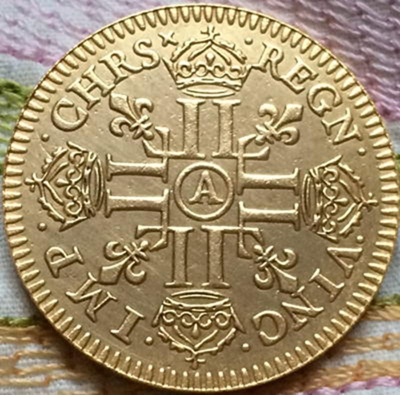 1643 Френски Монети, Позлатени Медни Антични Сребърни Доларови Монети Събиране На Занаятите Може Да Се Взривят