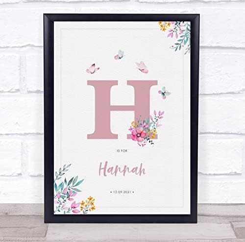 Розови Началните букви H Акварели Цветя Детайли за Раждане на Детето Разпечатки За Кръщение В Детската градина
