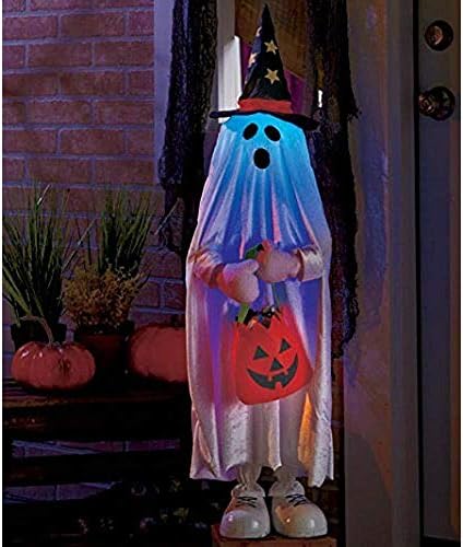 KNL Store Лечение На Хелоуин Тиква Момче Джак О Фенер Чанта Бонбони Шапка Вещица Встречающие Декор на Къща С Духове (Ghost)