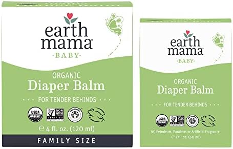 Органичен Балсам за памперси Earth Мама Многофункционална детска мехлем 2 ет. унция + 4 ет. унция. Комплект | Проверен EWG, Не съдържа