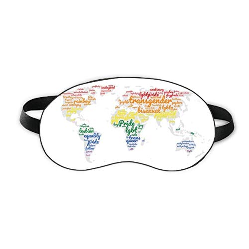 Глобалната Карта на Лгбт Дъга Wordcloud Sleep Eye Shield Мека Нощна Превръзка На очите Сянка на Кутията