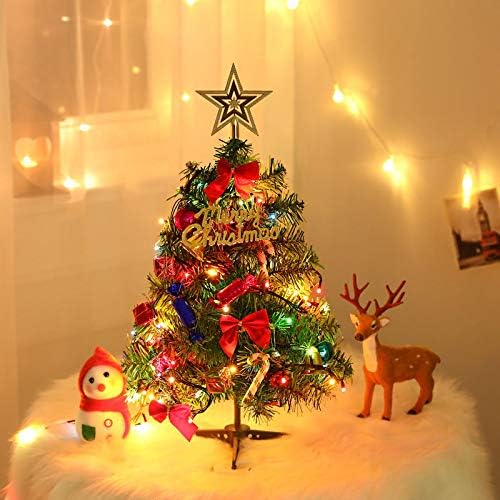 BIGIX Коледна Елха Комплект с Подсветка Коледна Украса Настолен Мини Малка Коледа Коледа Украшение на Аксесоари За Украса