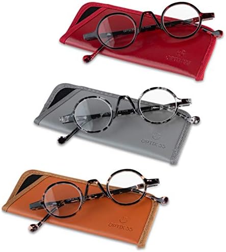 Очила за четене Оптикс 55 за жените и Мъжете (3 опаковки) в кръгла рамка в ретро стил, Модни Ридеры