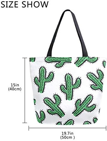 ALAZA Cactus Холщовая Чанта-Тоут С Дръжка Отгоре Портфейли Големи Чанти за Еднократна Употреба Памучни Торби през Рамо, за Жени