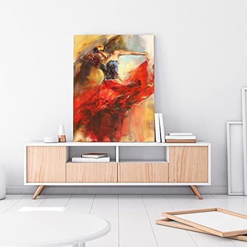 Абстрактна Живопис Танцуваща Балерина Момиче Стенно Изкуство Маслена живопис 24x32 инча (60x80 см)