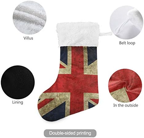Коледни Чорапи PIMILAGU в Ретро стил с Британския Флаг, 2 опаковки 17,7 инча, Окачени Чорапи за Коледна украса