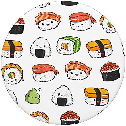 Сладък суши Kawai, Забавни любителите на японската кухня в бяло PopSockets PopGrip: Замяна дръжка за телефони и таблети