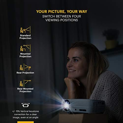 Домашен проектор KODAK FLIK X4 |4,0 LCD Компактна система за домашно кино с прожекция до 150 инча с поддръжка на 1080p и ярки led
