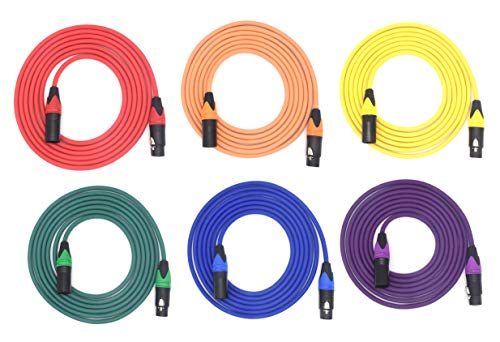 Пач-Кабел Devinal XLR, 6 Фута Микрофон кабел 3-пинов кабел XLR от мъжа към жената, 6 Цветни Кабели, Балансирани Многоцветни Екранирани Змеиные Кабели За Аудиомикрофона