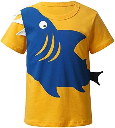 JEATHA Kids/ Тениска с къси ръкави и шарките на Акули За момчета, Кръгъл Отвор, Лятна Празнична Ежедневни Облекла