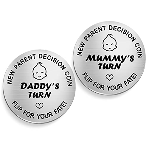 Монета за вземане на решение за новите родители,Подарък за Бебе, Подарък за бременни за първи път на Майка ми Баща, Подарък за Нов
