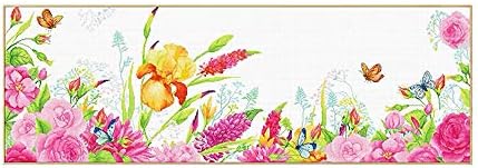 Комплект за бродерия на кръстат бод с релефни Flying Butteries Цъфнал букет цветя, 59,1 x 22,5