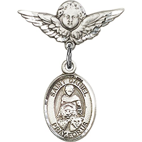 Иконата на Бебето от Сребро с Чар Свети пророк Даниил и Икона на Ангел с Крила 7/8 X 3/4 инча