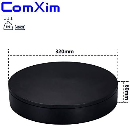 ComXim Професионален черно въртяща се маса, на 360 градуса за снимане на стоки, товари 88 килограма, диаметър 12,6 инча, Автоматично
