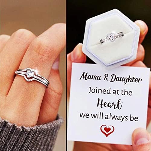 2023 Нов Комплект пръстени с многослойно сърце за мама и Дъщеря, носителка на Сребърен Комплект пръстени с любов, за Жени, Подарък за рожден ден от майки, сватбен пода?