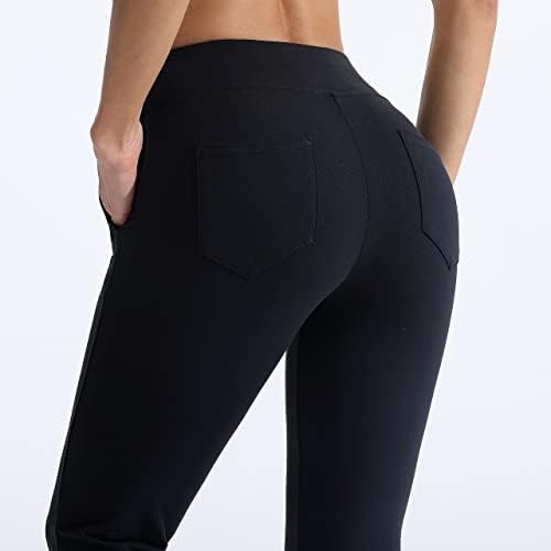 Прилепнали Панталони за йога с изрези за жени и джобове - Спортни Панталони за жени, Разкроена Работни Панталони, Модел Панталони