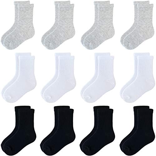 Чорапи Jamegio Boys'Crew, 12 Чифта Памучни Спортни Чорапи за деца, Момчета и Момичета