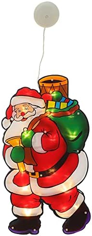 Kisangel 2 Бр. Коледни Висящи 3D Коледни алуминиева Дограма, Фенери, Осветени Прозорци Украса на Коледни Гирлянди от Светлини на Дядо Коледа
