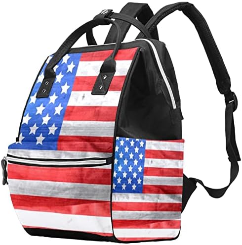 Ден в Памет на Независимостта Флаг на САЩ jpg Чанта за Памперси Раница с Торби за Преобличане за Малки Момичета Момчета Чанта за