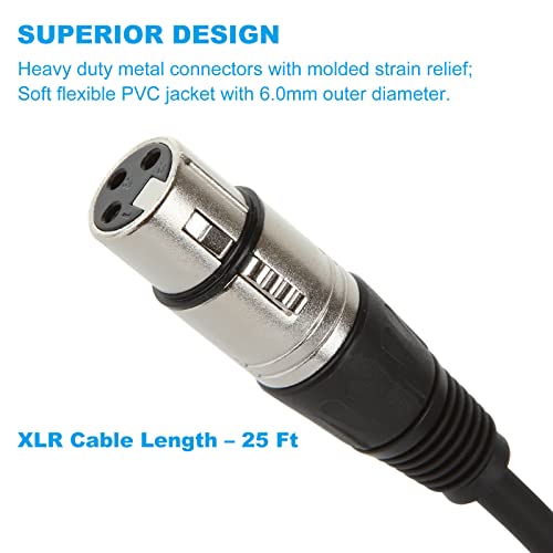 ABuff 2 опаковки 25 крак XLR кабел, професионален Балансиран 3-Пинов XLR кабел XLR от мъжете за една жена е Отличен за микрофон,