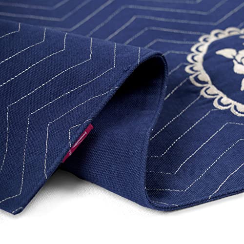 Кърпа от памук цвят индиго с Шевроном и винтажной бродерия във формата на рози, 13X19 инча, Комплект от 2