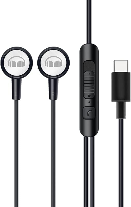 Слот за слушалки Monster GM01, Жични слушалки, USB-C с вграден микрофон и контрол на звука с интернет по кабел USB-C, съвместими
