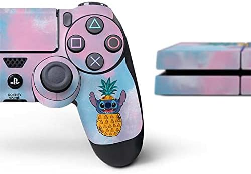 Игри кожата Skinit Decal, Съвместим с конзола PS4 и комплект контролери - Официално лицензиран дизайн Дисни Pineapple Stitch