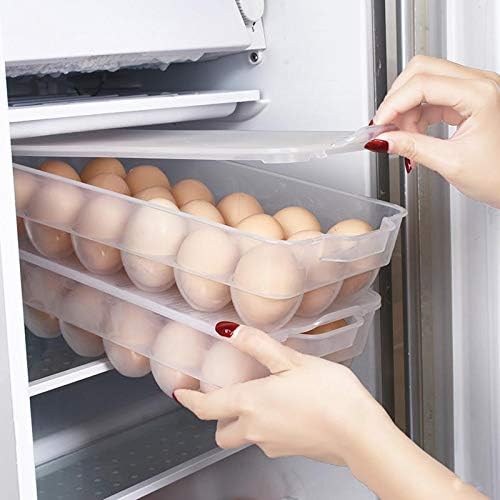 Кутия за Съхранение на яйца Seaintheson 24 Решетка, Пластмасови Корита за Яйца в Хладилника с Капак, Прозрачна Кутия За Домакински