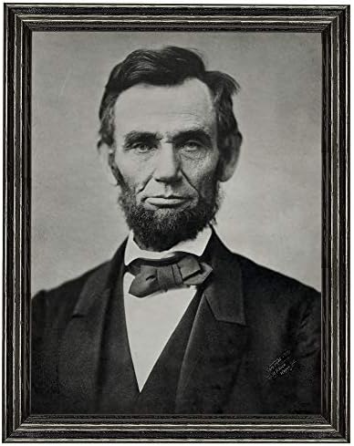Снимка на Ейбрахам Линкълн в черна рамка - Историческо произведение на изкуството 1863 г. - (11 x 14) - Матиран