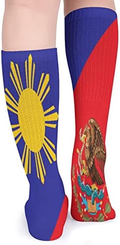 Чорапи-Тръба с Флага на Филипините и Мексико, Чорапи за екипажа, Дишащи Спортни Чорапи, Чорапи на Открито за Унисекс