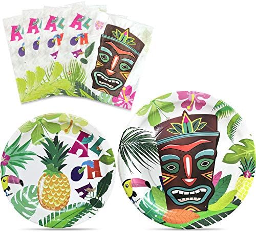 Хавайски чинии и салфетки HIPEEWO Алоха - Тропически аксесоари Luau за парти в чест на рождения Ден от летния басейн Tiki, Включително