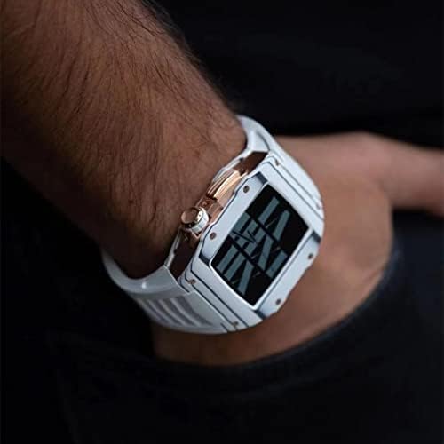 CZKE Калъф, изработени от въглеродни влакна в спортен стил, моден Комплект за Apple Watch 7 45 мм, лесен каишка за iWatch 6 SE 5