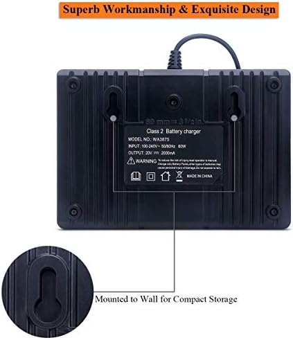 Двухпортовое зарядно устройство WA3875 за литиева батерия Worx 18V 20 Волта, което е съвместимо с WA3732, WA3742, WA3881, WA3847,