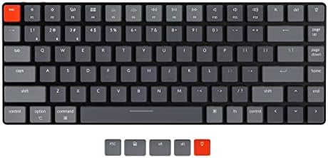 Keychron K3 Ультратонкая 75%-dani Безжична Жичен Механична клавиатура с възможност за гореща замяна, Компактен 84 клавишите Bluetooth led RGB за Mac Windows, Нископрофилен, оптичен черве