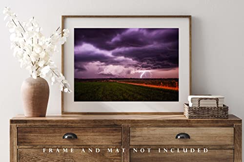 Снимка на буря, Принт (без рамка), Изображението на мълния в бурен нощ в Канзас, Буря, Стенно изкуство, Естествен декор от 4x6 до