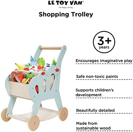 Le Toy Van - Развитие на Дървени Играчки За Ролеви игри на Количка за пазаруване в магазин за хранителни стоки|, Определени за игри в супермаркет, за момчета Или Момичета
